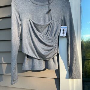 Vero Moda Gray Draped Long Sleeve Blouse